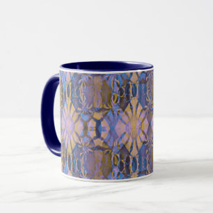 Blauw, geel en Paarse Batik Style Mok