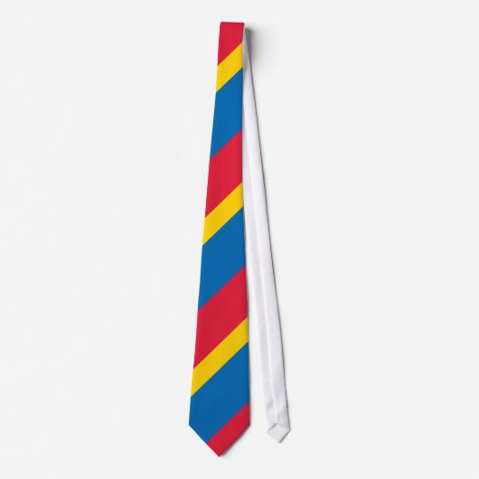 Blauw geel en rood gestreept stropdas (Voorkant)