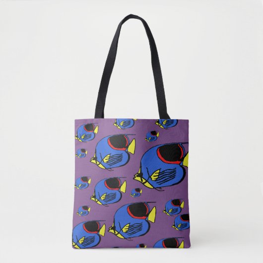 Blauw, geel en rood tote bag (Voorkant)