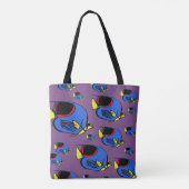 Blauw, geel en rood tote bag (Achterkant)