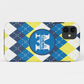 Blauw, geel en wit Argyle personaliseren Case-Mate iPhone Case (Achterkant (horizontaal))