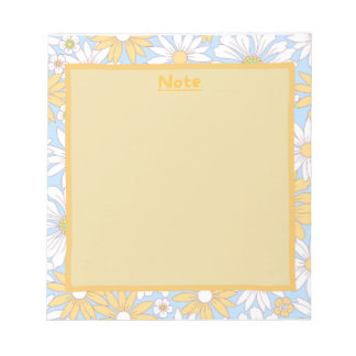 Blauw, Geel en Wit Bloemen Notitieblok