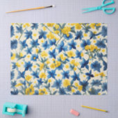 Blauw, Geel en Wit Bloemendecoupage Tissuepapier (Craft)