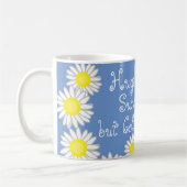 Blauw Geel en Wit Daisy Fun Gezegde Koffiemok (Links)
