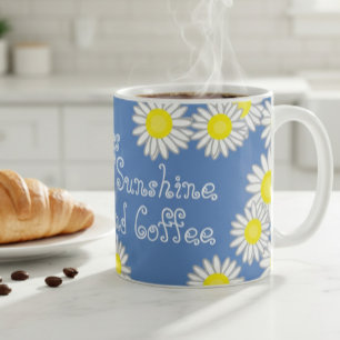 Blauw Geel en Wit Daisy Schattige Gezegde Koffiemok