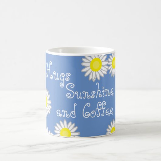 Blauw Geel en Wit Daisy Schattige Gezegde Koffiemok (Center)