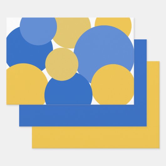 Blauw, geel en wit poka dots ompakken papier inpakpapier vel (Set)