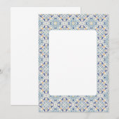 Blauw, geel en wit tegel rand blanco kaart (Voorkant / Achterkant)