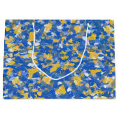 Blauw, geel en wit verf large cadeautasje (Voorkant)
