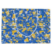 Blauw, geel en wit verf large cadeautasje (Achterkant)