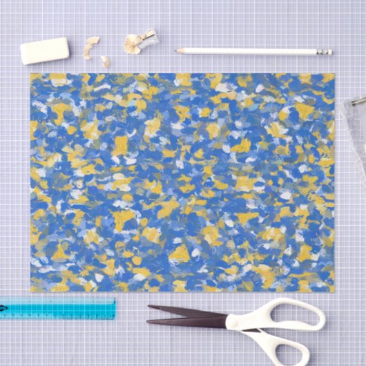 Blauw, geel en wit verf tissuepapier (Craft)