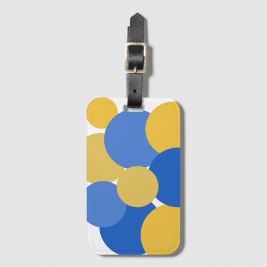 Blauw, Geel en Witte Stippen  Bagagelabel (Voorkant (verticaal))