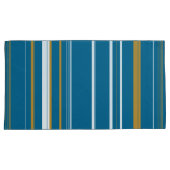 Blauw Geel en Witte Strepen Kussensloop (Voorkant-Rechts)