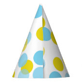 Blauw & Geel Feestelijke Polka Dots Confetti Feesthoedjes (Achterkant)