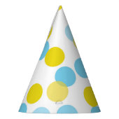 Blauw & Geel Feestelijke Polka Dots Confetti Feesthoedjes (Links)