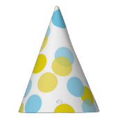Blauw & Geel Feestelijke Polka Dots Confetti Feesthoedjes (Rechts)
