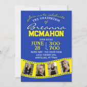 Blauw & Geel Filmstrip 5 Foto Afstuderen Kaart (Voorkant)