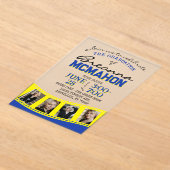 Blauw & Geel Foto Afstuderen Filmstrip Frosted Acryl Uitnodigingen (Laagn)