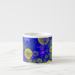 Blauw-geel fractal espresso kop