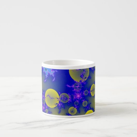 Blauw-geel fractal espresso kop (Voorkant)