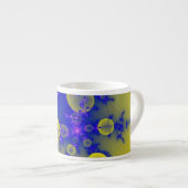 Blauw-geel fractal espresso kop (Voorkant rechts)