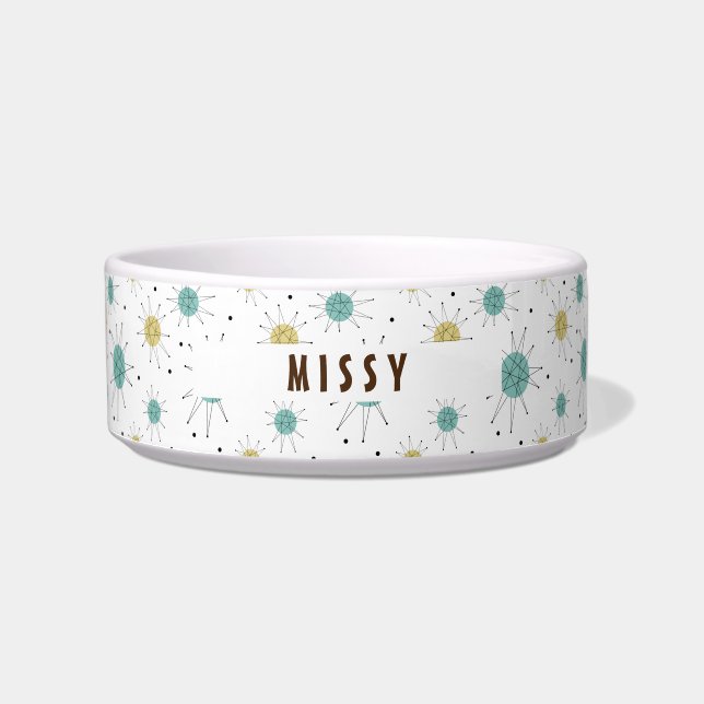 Blauw Geel Franciscan Starburst Middeleeuws Voerbakje (Voorkant)