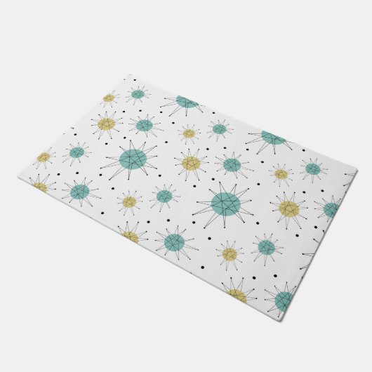 Blauw Geel Franciscan Starburst Midden-eeuw Deurmat (Schuin)