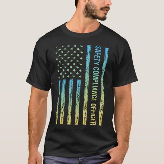 Blauw Geel Functionaris voor veiligheidsnaleving T-shirt (Voorkant)
