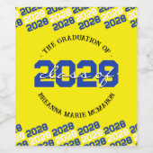 Blauw & Geel Gepersonaliseerd Afstuderen Liquor Wijn Etiket (Enkel label)