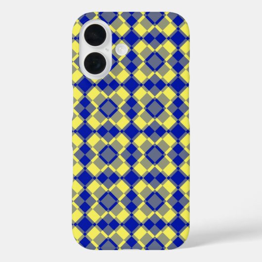 Blauw Geel Geruit Argyle Patroon Case-Mate iPhone Case (Achterkant)