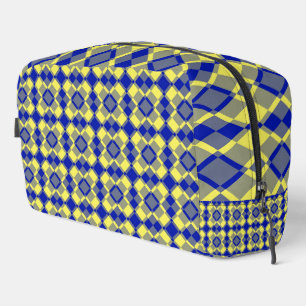 Blauw Geel Geruit Argyle Patroon Cosmetictas Toilettasje