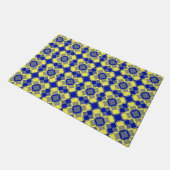 Blauw Geel Geruit Argyle Patroon Deurmat (Schuin)