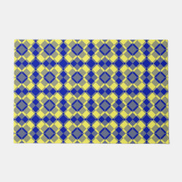 Blauw Geel Geruit Argyle Patroon Deurmat