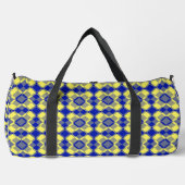 Blauw Geel Geruit Argyle Patroon Groot Plunjezak (Voorkant)