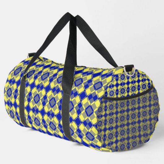Blauw Geel Geruit Argyle Patroon Groot Plunjezak (Rechterhoek)
