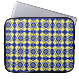 Blauw Geel Geruit Argyle Patroon Laptop Sleeve