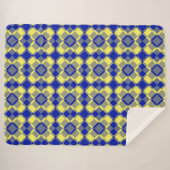 Blauw Geel Geruit Argyle Patroon Sherpa Deken (Voorkant (horizontaal))