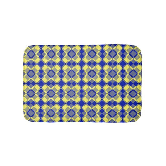 Blauw Geel Geruit Argyll Patroon Badmat (Voorkant)