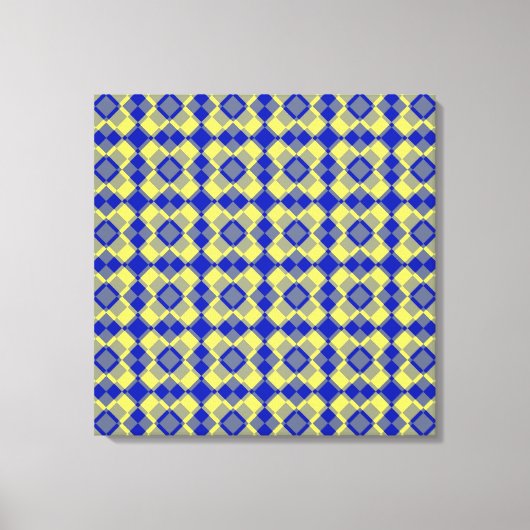 Blauw Geel Geruit Argyll Patroon Canvas Afdruk (Voorkant)
