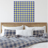 Blauw Geel Geruit Argyll Patroon Canvas Afdruk (Insitu (Slaapkamer))