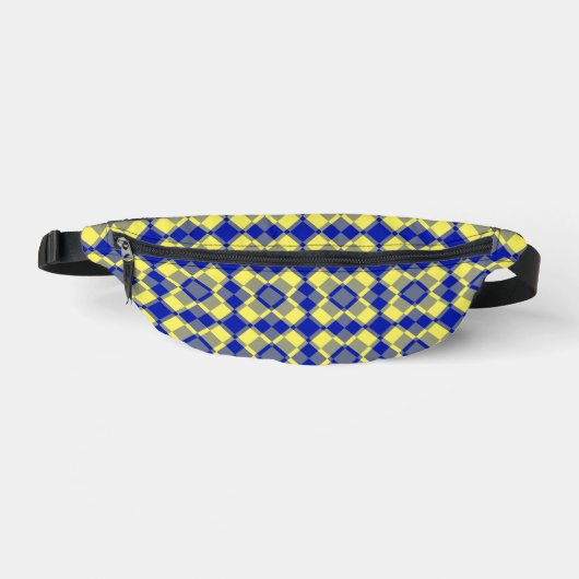 Blauw Geel Geruit Argyll Patroon Heuptasje (Voorkant)