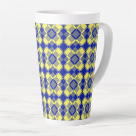 Blauw Geel Geruit Argyll Patroon Latte Mok