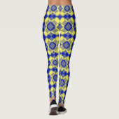 Blauw Geel Geruit Argyll Patroon Leggings (Achterkant)