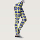 Blauw Geel Geruit Argyll Patroon Leggings (Rechts)
