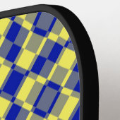 Blauw Geel Geruit Argyll Patroon Pickleball Paddle (Links Detail)