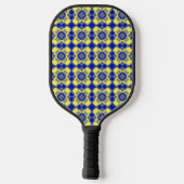 Blauw Geel Geruit Argyll Patroon Pickleball Paddle (Achterkant)