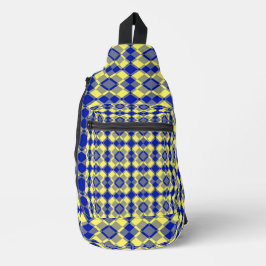 Blauw Geel Geruit Argyll Patroon Sling Bag