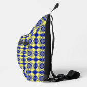 Blauw Geel Geruit Argyll Patroon Sling Bag (Rechts)