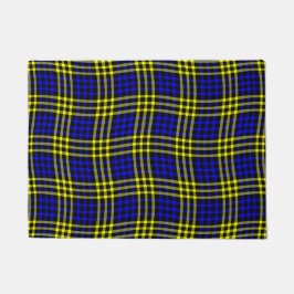 Blauw Geel Geruit Dambord Naadloos Patroon Deurmat