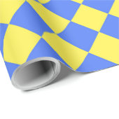 Blauw Geel Geruit Diamant Patroon Cadeaupapier (Rol Hoek)